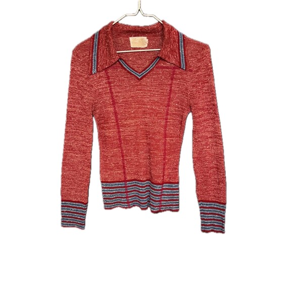 Vintage 1970s Acrylic Sweater - Sheridan Creations - Wine Red Unisex - Picture 2 of 6